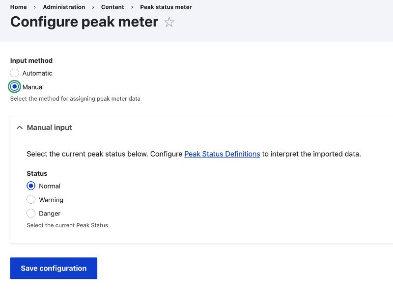 Peak Alert Manual Option