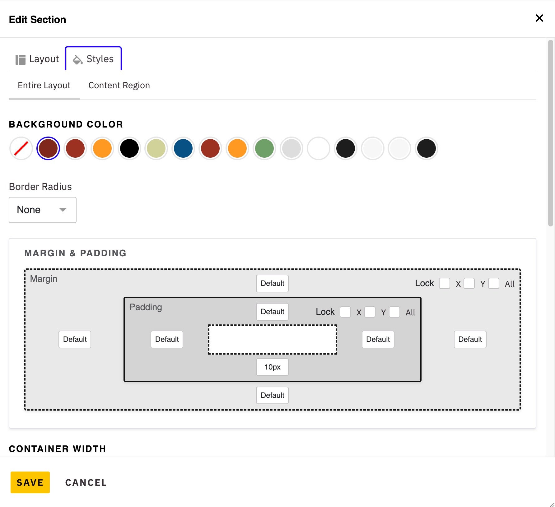 Styles Options