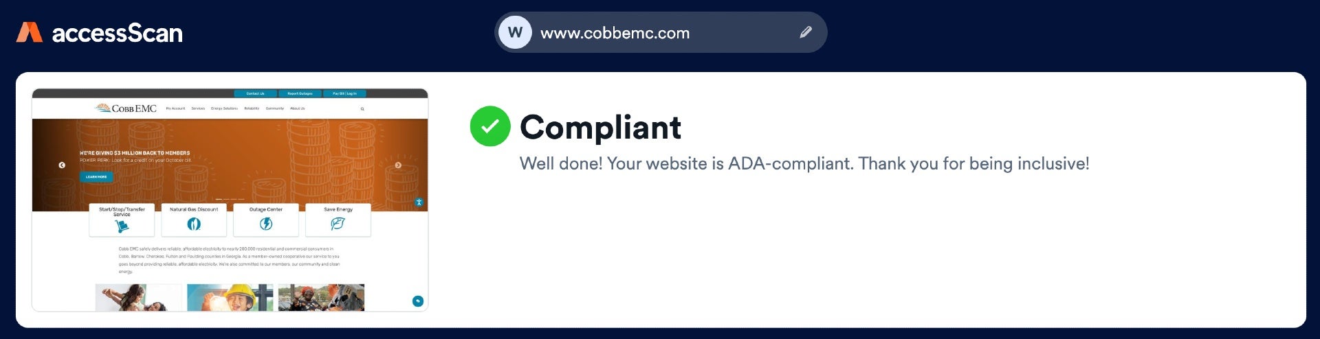 CobbEmc.com - AccessScanner 100% Compliant Results