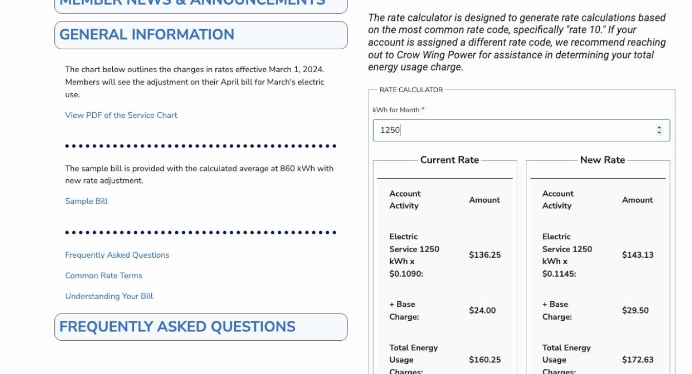 Residential Rate Calculator